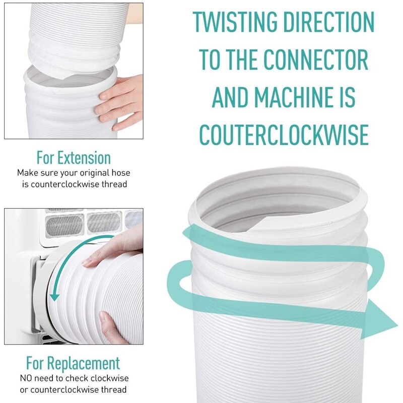 Exhaust Hose for Portable Air Conditioner, Exhaust Vent with 5.9 Inch Diameter,Clockwise Thread & Length Up to 59 Inches