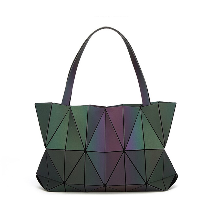 neue Bao Taschen Frauen Handtasche Geometrie Totes Pailletten Spiegel Saser Einfachen Klapp Schulter Taschen Leucht Tasche Bao Hologramm bolsa