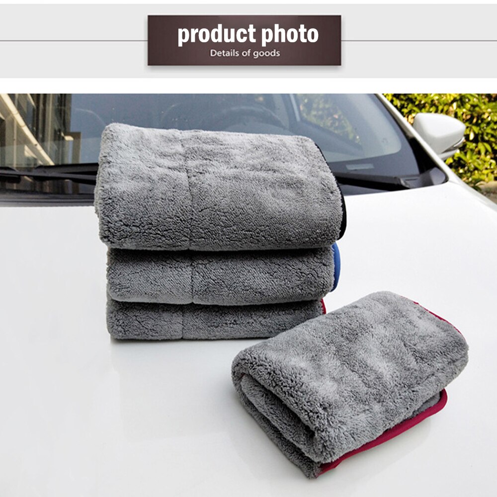 1000GSM Toalla de lavado de coches de tamaño grande y gruesa toalla microfibra felpa paños de microfibra de cera de detallando absorbente