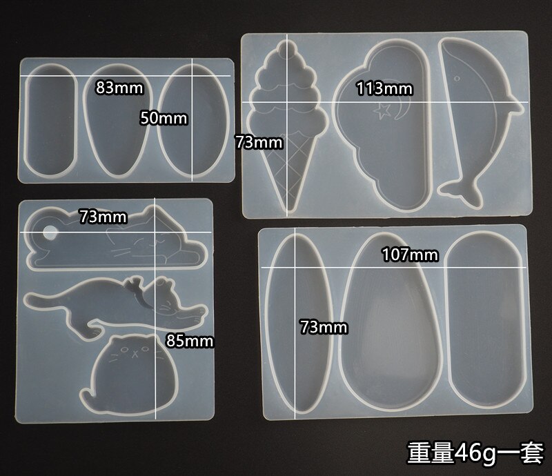 Crystal Epoxy Resin Hair Clip Mold Hair Accessories Hand-decorated Duckbill Clip Word Clip Mold: 4pcs