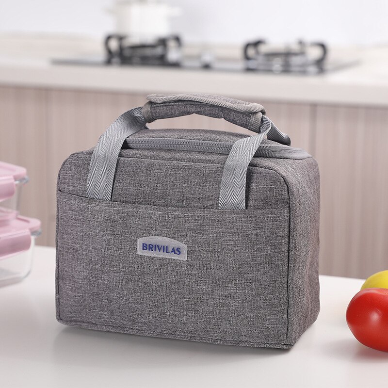 Lunch Box Bag Waterproof Thermal Bag Oxford Fabric Portable Thermal Insulated Cation Picnic Food Box Women Tote Storage Ice Bags: gray