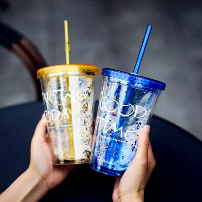 450ml glatte milkshake smoothie drikkevandsflaske bærbar plast sommer iskaffe juice flasker kop (ingen sugerør)