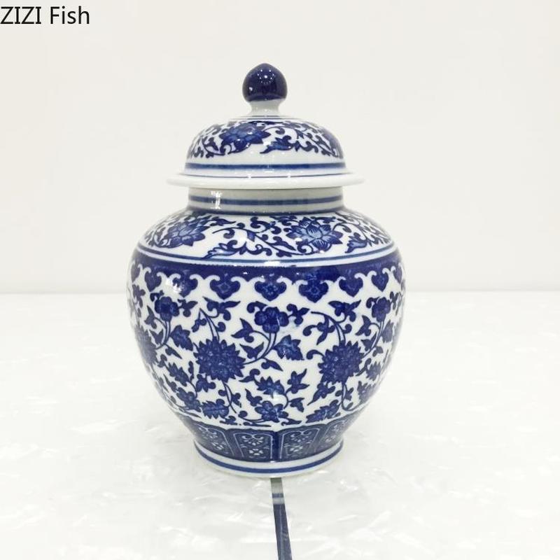 Tetera de cerámica de porcelana azul y blanca, decoración de granos de café y té, tanque de almacenamiento sellado, tanque de almacenamiento clásico para el Hogar, Nueva