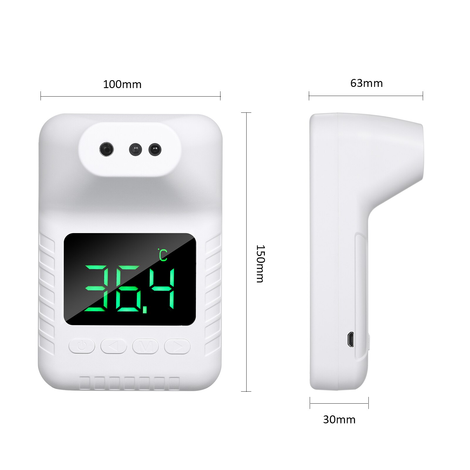 Digital Thermometer Wall-Mounted Non-contact Infrared IR Automatic Alarm LCD Display Electronic Thermometer For Body