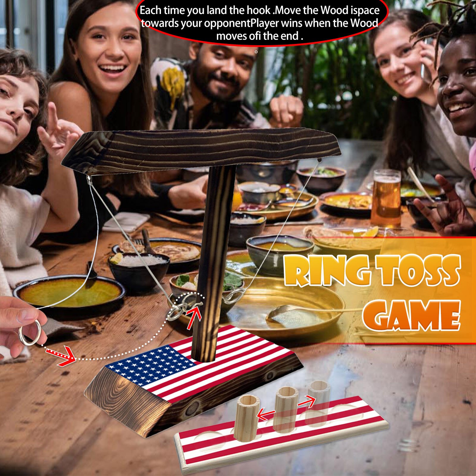 Party Games Bar Drinken Speelgoed Games Handgemaakte Houten Ring Toss Haken Snelle Interactief Spel Voor Bars Huis Snel-Paced Speelgoed