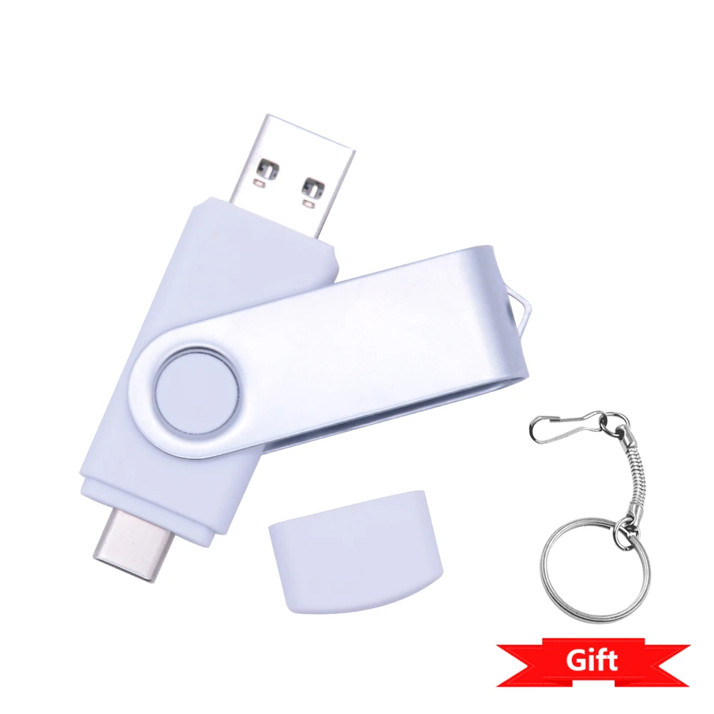 Unidad flash USB giratoria 128GB 32GB 16GB Pen Drive 256GB Pendrive 64GB 4G OTG 2 en 1 Memoria Usb Stick Tipo C Usb 2.0: Negro / 4 GB