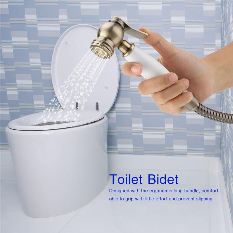Muslim Shower Solid Brass Handheld Bidet Sprayer - Cold Water Shattaf Toilet Sprayer With Wall Mount, Gold Handheld Toilet Shattaf Shower