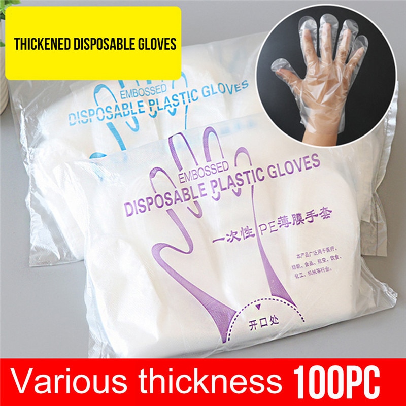 100Pcs Plastic Clear Wegwerp Handschoenen Drie Diktes Tuin Restaurant Home Eten Bakken Multifunctie Keuken Accessoires 25
