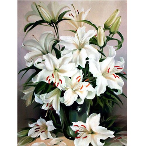 Drawing By Numbers Flowers Kits Oil Painting On Canvas Drawing Painting By Numbers For Wall Art Lily Picture: Y5297