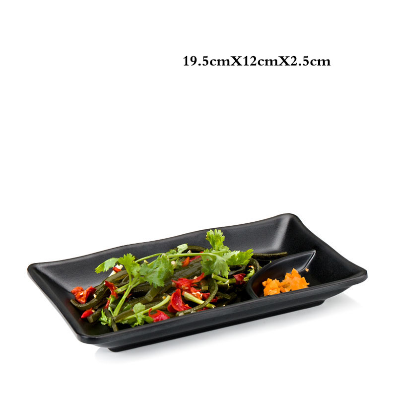 Keukengerei Set Creatieve Zwarte Food Grade Plastic Botplaat Persoonlijkheid Sushi Fruit Dessertbord Restaurant Keukenschotel