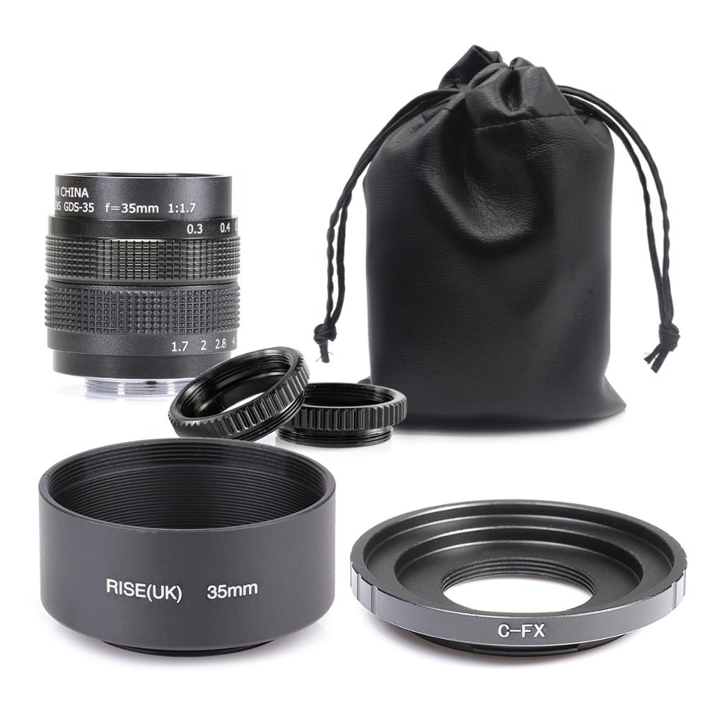 Fujian 35 Mm F/1.7 APS-C Cctv Lens + Adapter Ring + 2 Macro Ring + Zonnekap Voor fujifilm X Mount Mirroless Camera XT10/XT20/XT30/X100F