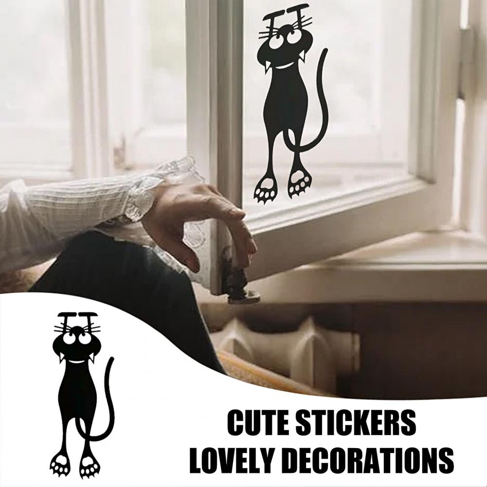 Cartoon cat climbing Wall edge Wall Sticker home decoration for kids rooms Mural Art Decals animals door stickers wallpaper