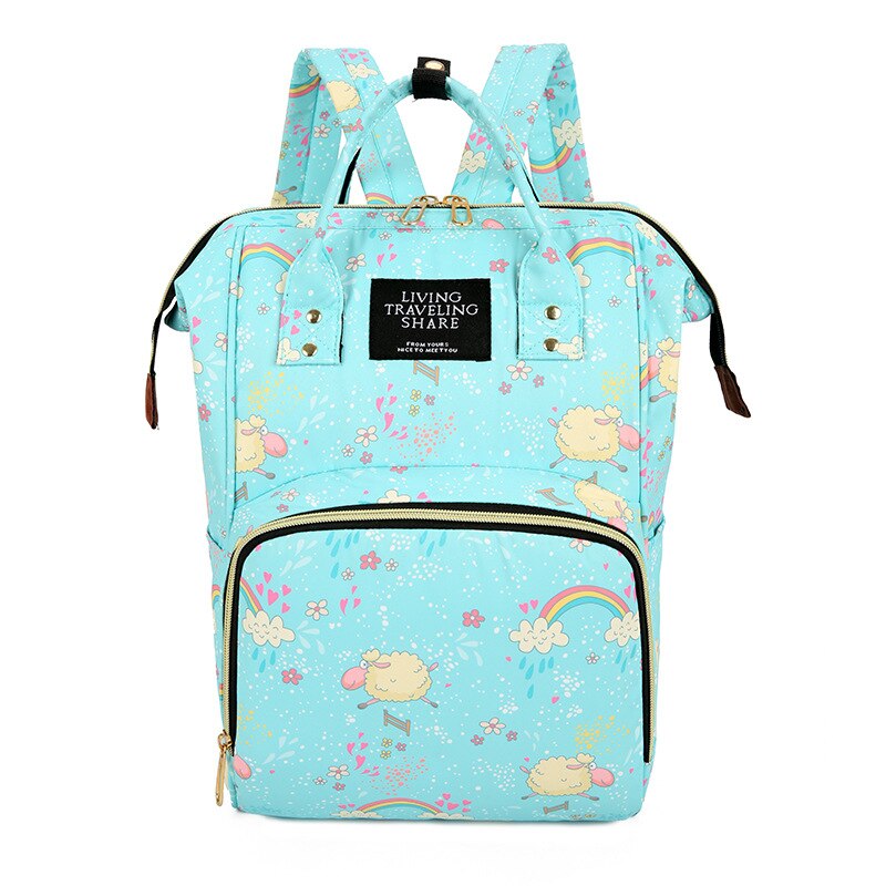 Multi-funcional saco de múmia ombro leite em pó mochila mãe saco de enfermagem mamãe moda grande capacidade mochila: Sky Blue