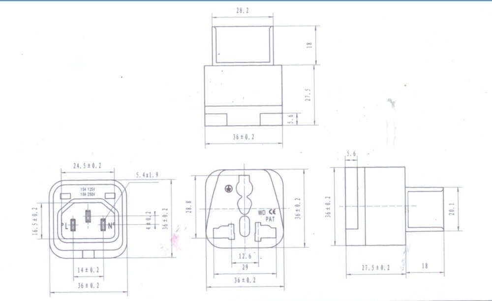 Iec 320 c14 hann til  c13 hunn 10a strømadapter pdu ups