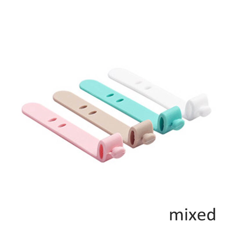 Enrollador de bobina de silicona portátil, organizador de cables, Correa multifunción, correa de tirantes para oficina, cinta de almacenamiento para auriculares, 4 Uds.: mixed