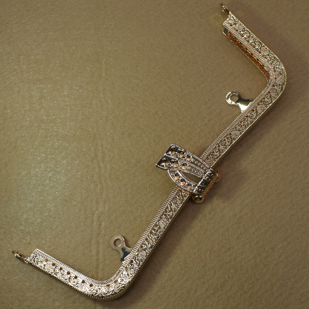 20cm Metal Purse Frame Handle Clutch Bag Accessories DIY Kiss Clasp Lock Bronze Embossing M-shaped HandBag Hardware: 3