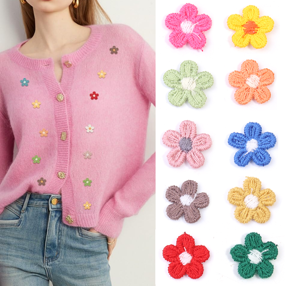 30Pcs Multicolor Flower Appliques Lace Floral Flower Embroidery Patch DIY Sewing Clothes Headwear Wedding Home Decorate Supplies