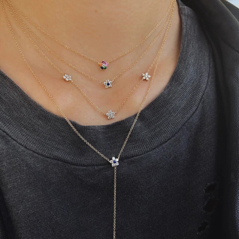 S925 sterling sølv kraver glitter farverig zirkon vedhæng halskæde til kvinde fødselsdag valentinsdag fest cz smykker