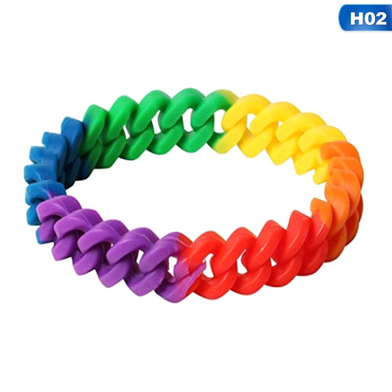 Moda quente silicone arco-íris orgulho pulseira de borracha pulseira para mulheres masculino mutilayered gay lésbica pulseira de jóias presente: 2