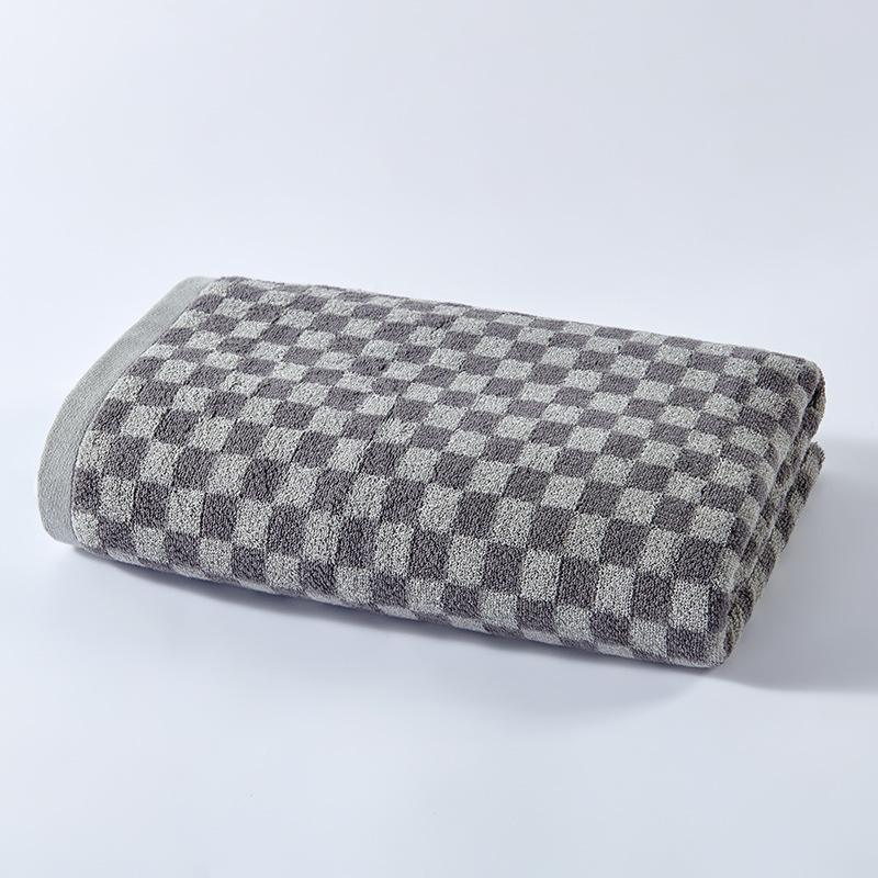 2 Stuks Dambord Handdoek Set Volwassen Katoen Verdikte Badhanddoek Badkamer Grote Handdoek Absorberend Zacht 2 Stuks Gezicht Handdoek 34X74 70X140: XS / Light Grey