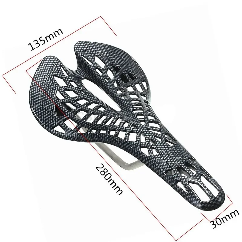 3D-geprint carbon fiber patroon fietszadel, ultralicht racefiets- en mountainbikezadel, fietszadelkussen
