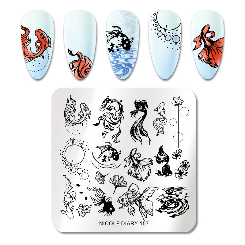 NICOLE DIARY Leopard Butterfly Nail Stamping Plates Tiger Nail Art Stamp Templates Stencils Flower Print Stamping Tool