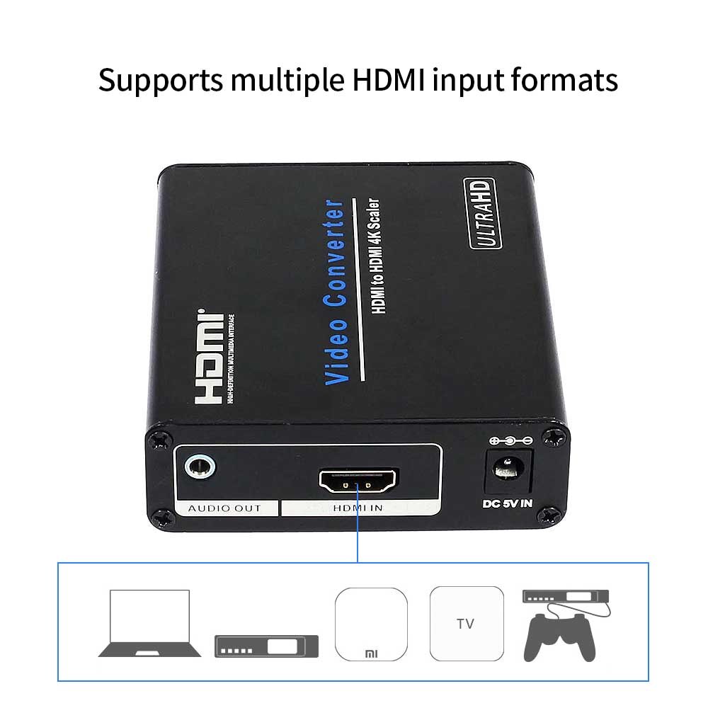 AM-9H20 HDMI to HDMI 4K Scaler Amplifier HDMI Down / Upscaler Converter Switch For HDTV Blue-DVD Portable EU Plug US Plug