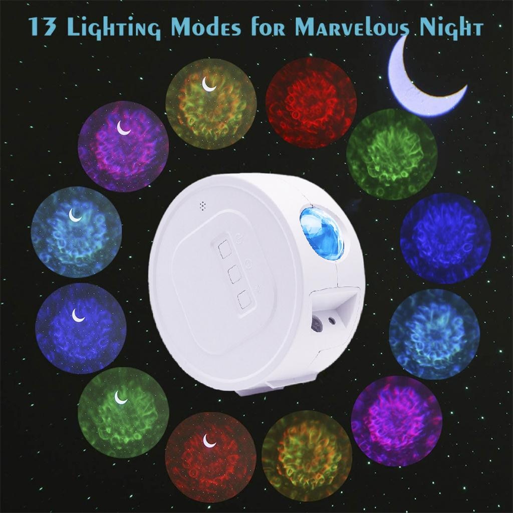 Stjernehimmel projektor stjerne nat lys projektion 7 farver hav bølgende lys 360 grader rotation nat lampe til børn  #y5