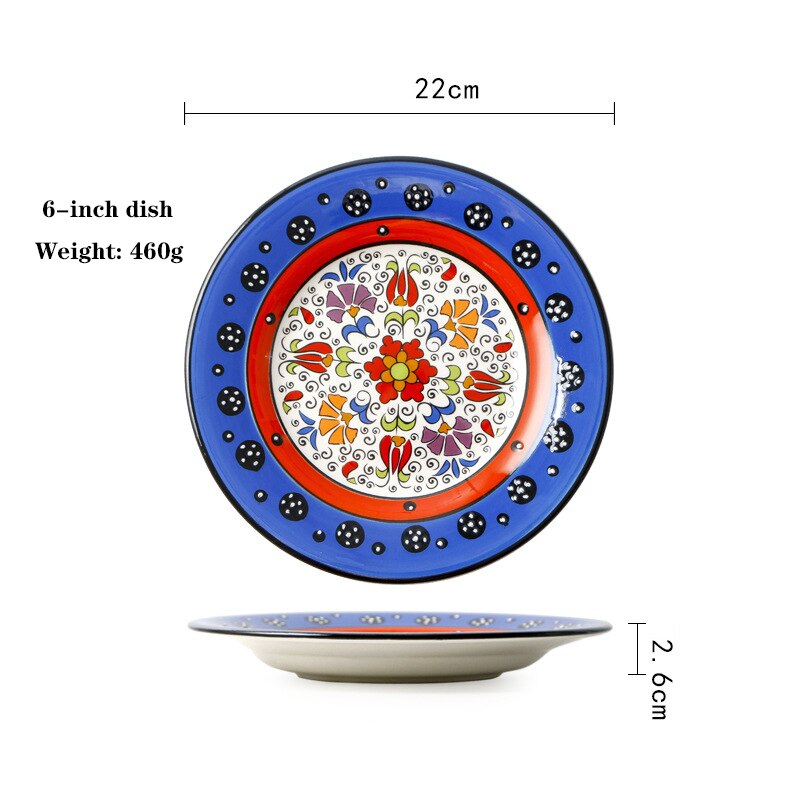 Vajilla serie de sombras de flores, Dishe cuenco de cerámica, plato de cena para el hogar, cuenco para sopa, contenedor de comida, plato de comida occidental, cuenco para ensalada de frutas: 6-inch dish