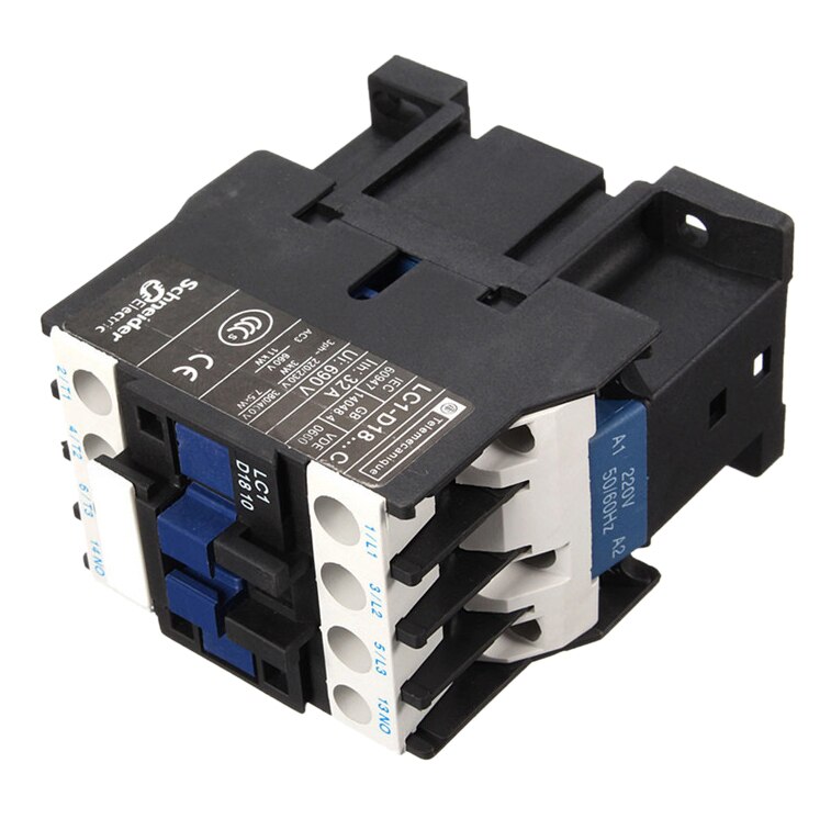 Ac-kontaktor  ac220v spole 18a 3- fas 1no 50/60hz motorstartrelä  lc1 d1810 svart