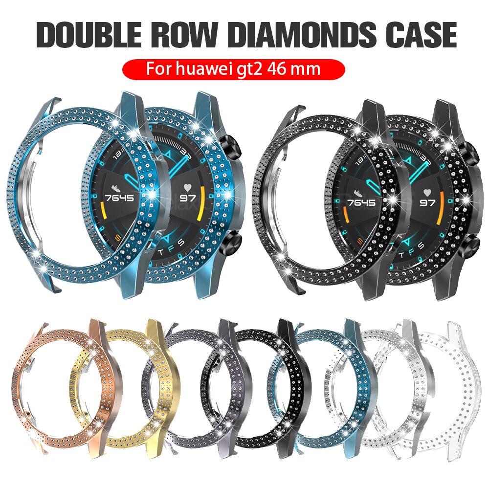 plating Silicone case For huawei watch GT 2E GT2E GT2 GT 2 46mm luxury screen protector smart band diamond coque fundas