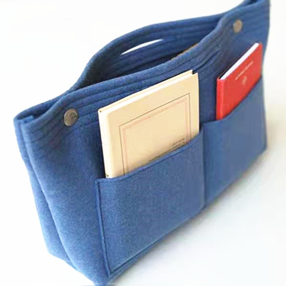 1pc multifunktions filt stof indvendig taske håndtaske multi-lommer kosmetisk opbevaring organisator tasker bagage tasker tilbehør