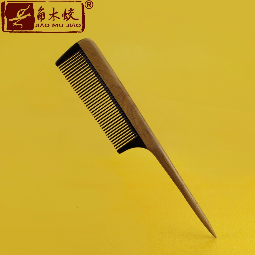 100% Natural Green Sandalwood Handmade Horns wooden comb Dense teeth, pointed tail hair care comb