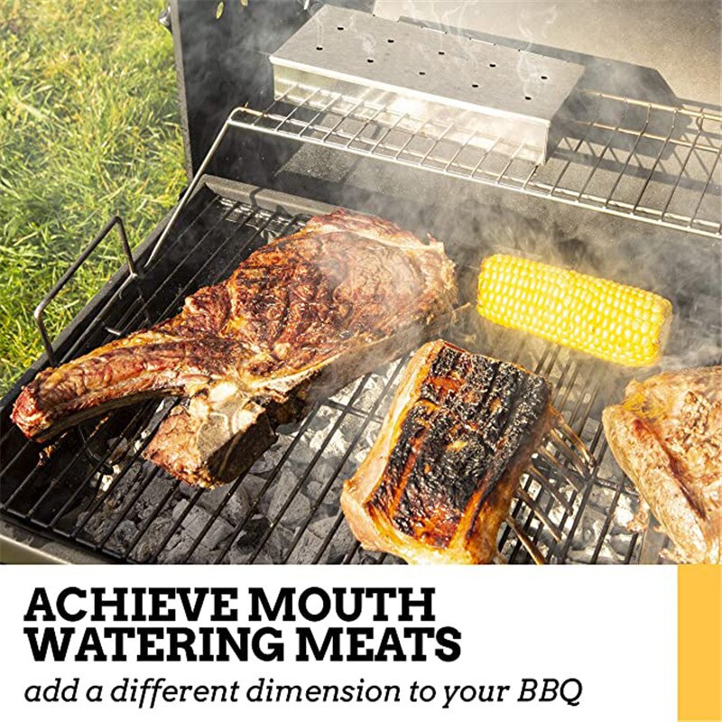 Wood Chips BBQ Smoker Box for Indoor Outdoor Charcoal Gas Barbecue Grill Meat Infused Smoke Flavor Accessories Smoker Box