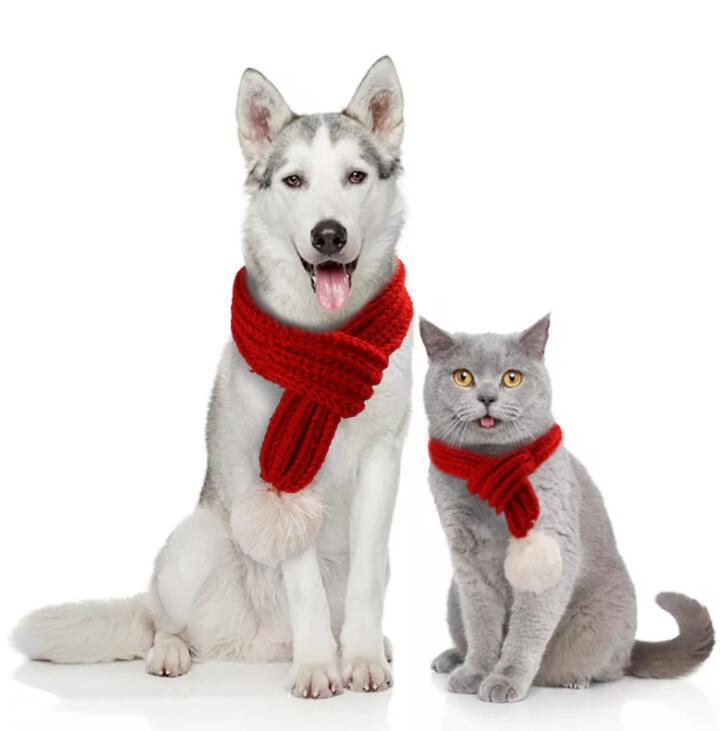 Animal de compagnie chien chat cou écharpe doux noël tricot écharpe pour grands chiens moyens hiver plus collier de chien accessoires pour animaux de compagnie: M