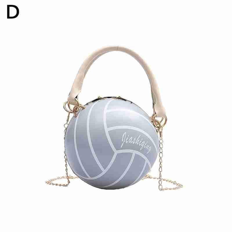 Bolso de hombro con cremallera para mujer, Bola de voleibol de cuero PU, baloncesto, cadena, cruzado, L2N9: D