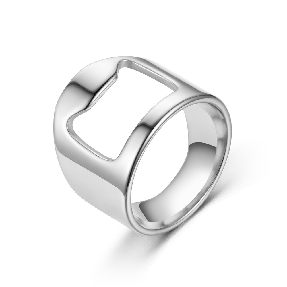 Anillo abridor de botellas, sacacorchos , anillo de dedo de acero inoxidable, abrelatas de cerveza, Gadgets, accesorios de cocina para Bar fresco,: 4.25 / Plata