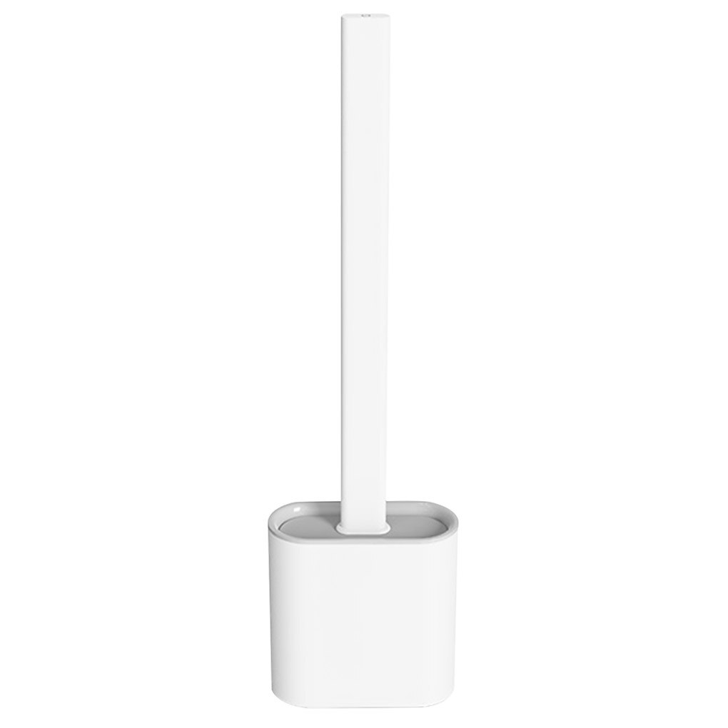 Silicone Toilet Brush and Holder Set – Pack of 2 Wall Mounted Toilet Scrubber Brush White – Long Non-Slip Handle, Modern Design, Flexible Bristles for Easy Cleaning