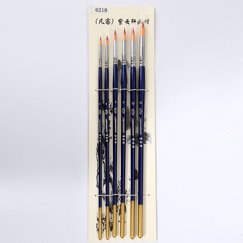 6 Piece Miniature Paintbrush Set - Fine Detail Art & Model Tools - Nylon Hair, Wood Handle