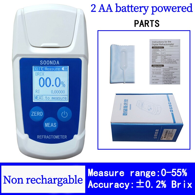 Rifrattometro Digitale Brix 0-55% - Misuratore Zucchero Con Temperatura | HD Retroilluminato - Foto 3