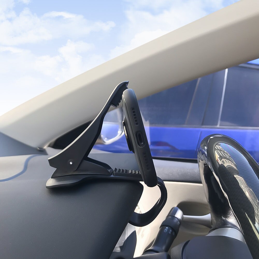 Bil gps navigation instrumentbræt telefonholder til universal mobiltelefon klip fold sort bilholder holder stativbeslag til iphone 7: Ikke roterbar