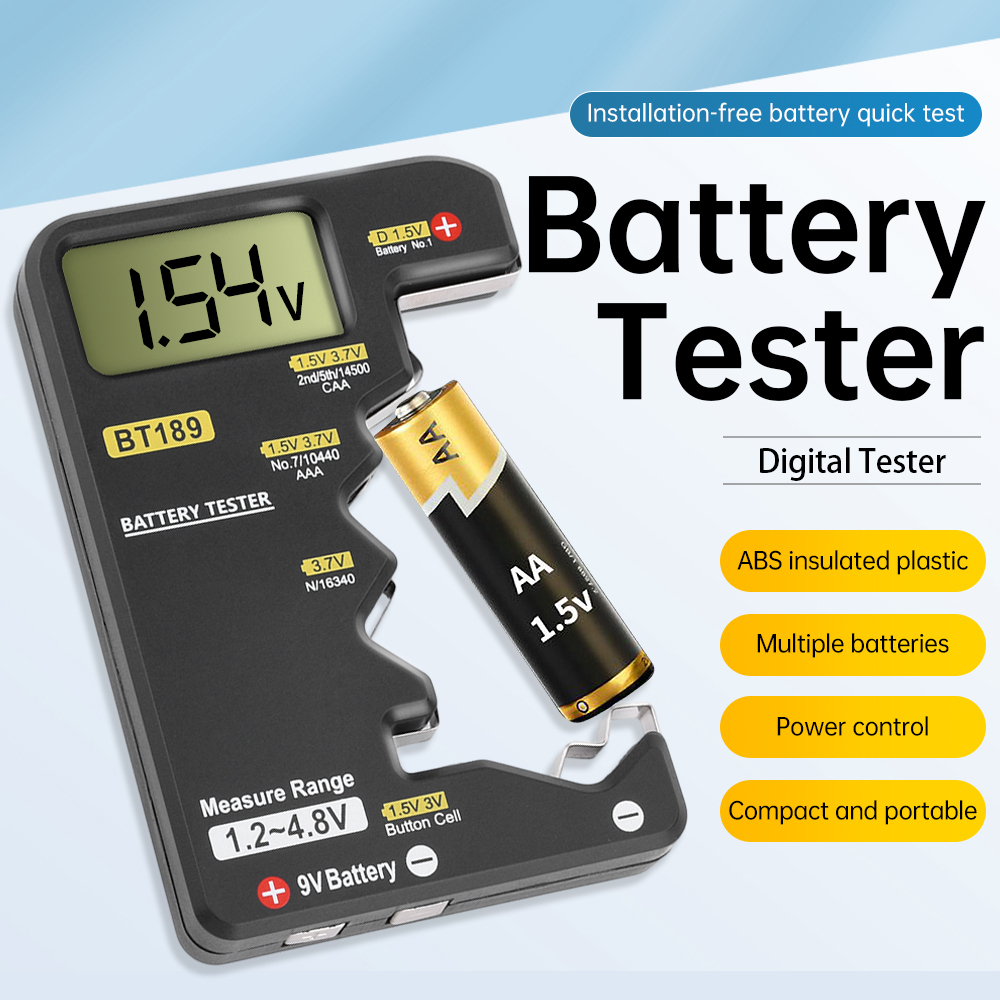 Probador de batería Digital LCD BT189, herramienta detectora de banco de energía, comprobador de batería Universal para pilas de botón AA AAA 9V 1,5 V/3V