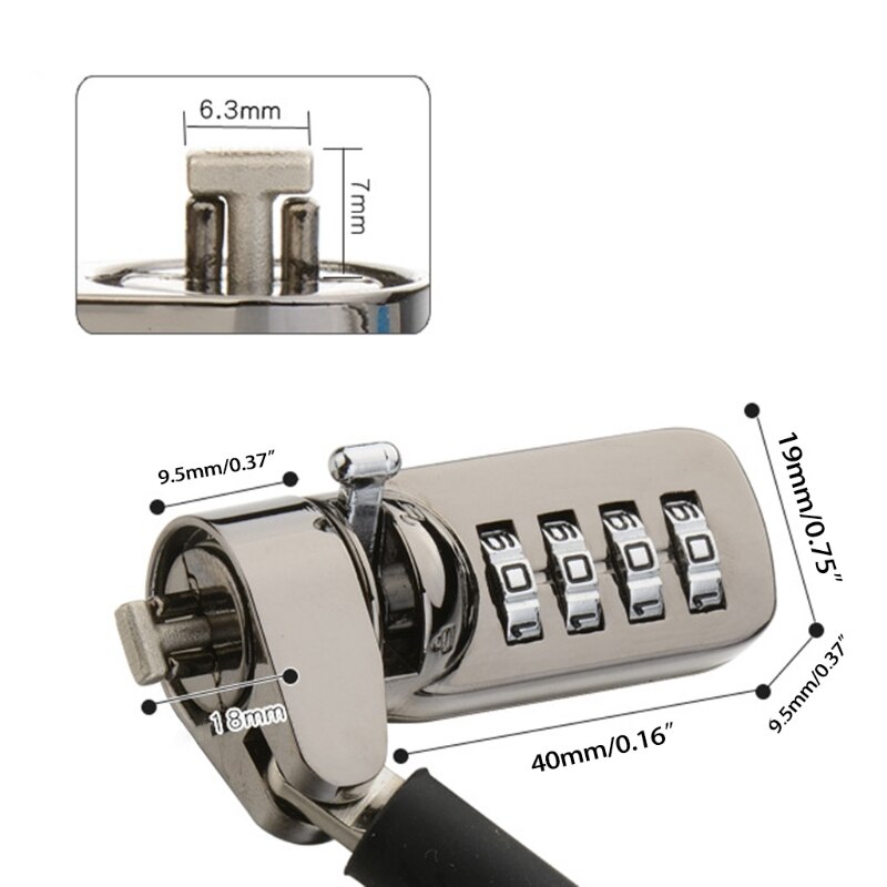 Krachtige Anti-Diefstal Kabelslot Digitale Apparatuur Anti-Diefstal Locker Voor Laptops Pc Monitor Andere Apparaten Black