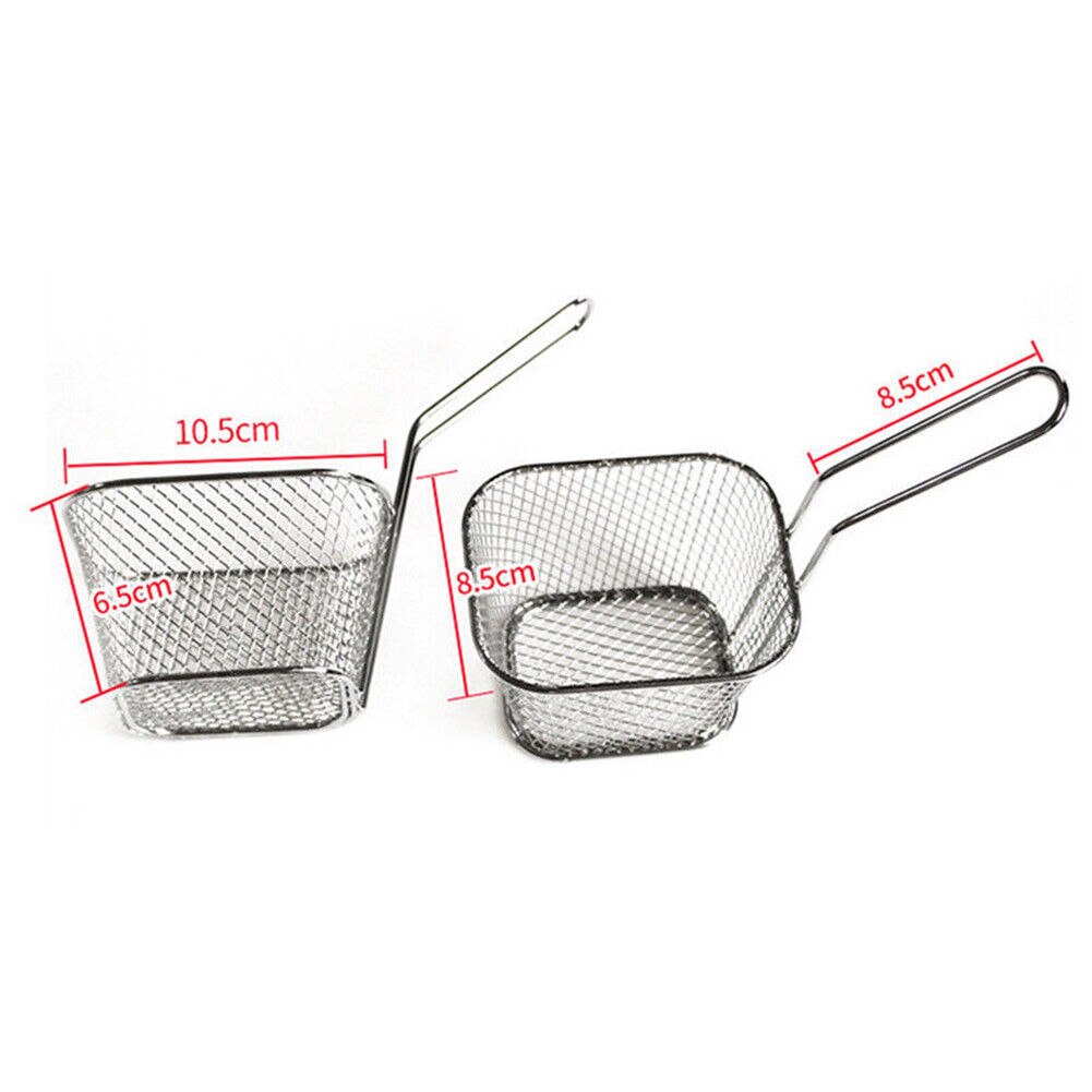 Mini French Deep Fryers Basket Net Mesh Fries Chip Kitchen Tool Stainless Steel Fryer Home Mini French Fries Baskets Strainer