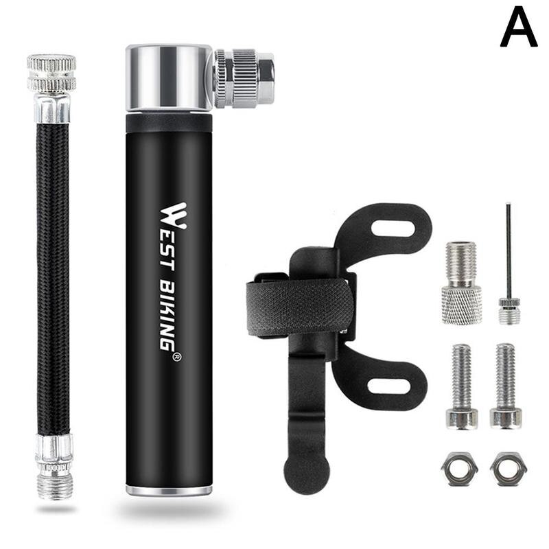 Portable Mini Bike Pump 120psi Aluminum Alloy MTB Road Bicycle Pump Cycling Wheels Tire Pump Ball Rear Suspension Inflator 2022: Black