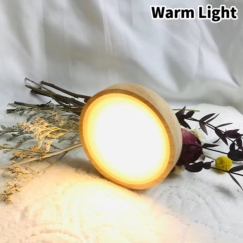 6 cm Holz-Lichtsockel, Holz-LED-Licht, drehbarer Präsentationsständer, Lampenfassung, Lampensockel, Kunstornament: Black