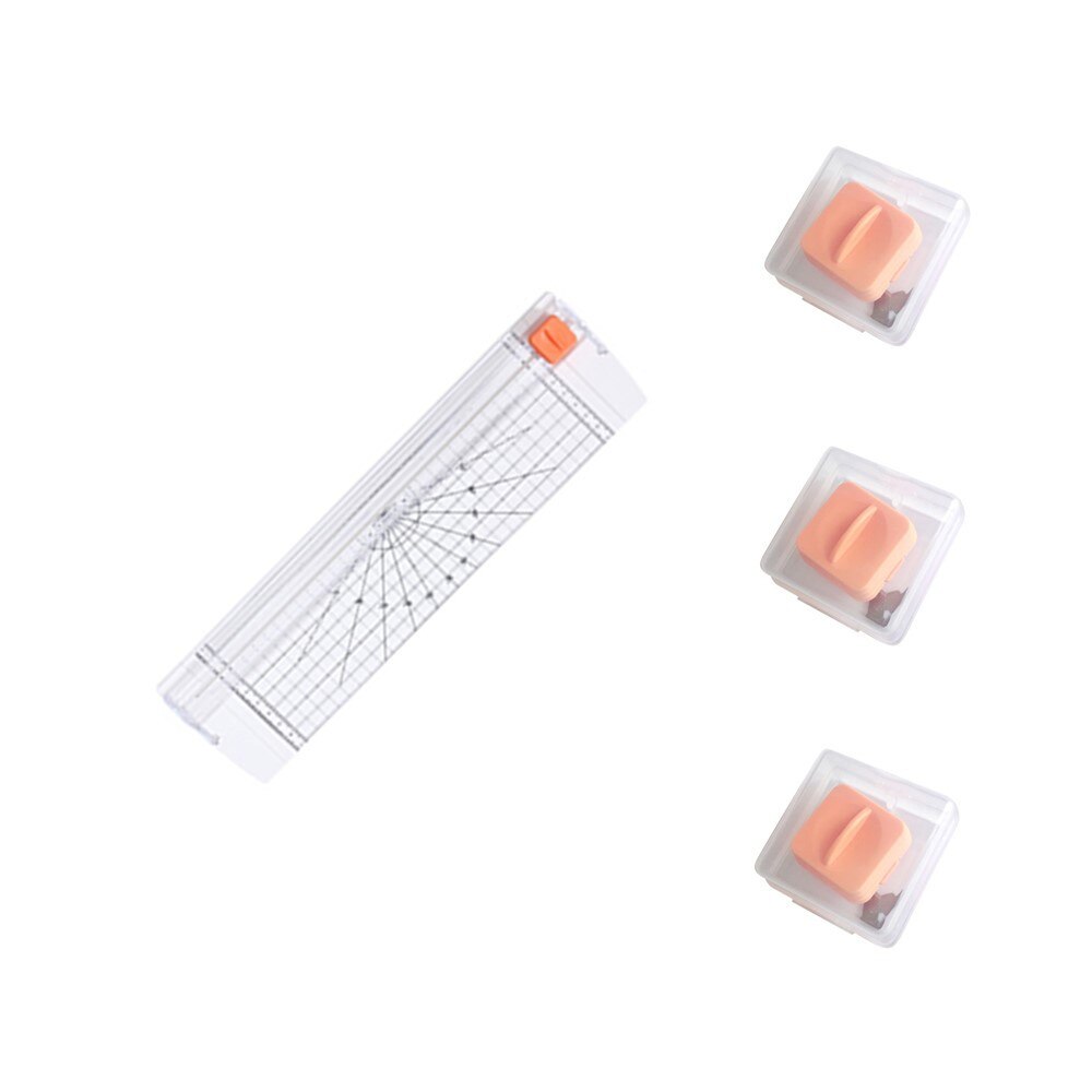 A4 A5 Papier Cutter Cut Kantoorbenodigdheden Plastic Zwart Verstelbare Hoek Met Crop Heerser Cutting Mat Machine Liniaal Verborgen blade: white with 3 heads