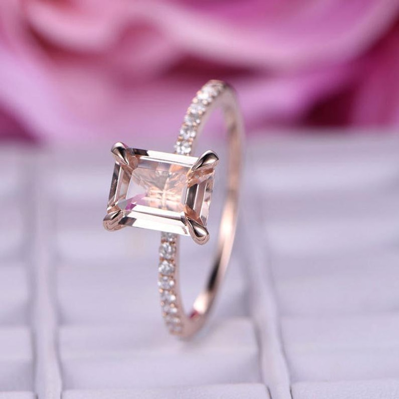 Yobest zirkon ring smykker steg guld farve champagne cz sten forlovelsesring til kvinder