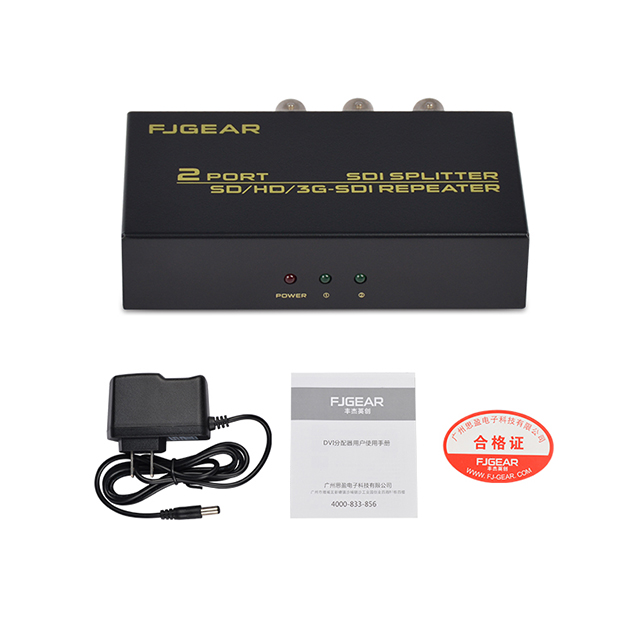 SDI Splitter 1x2 Multimedia Split Extender Full HD 1080P SDI 2 Ports Splitter SD-HD 3G-SDI for TV SDI Camera