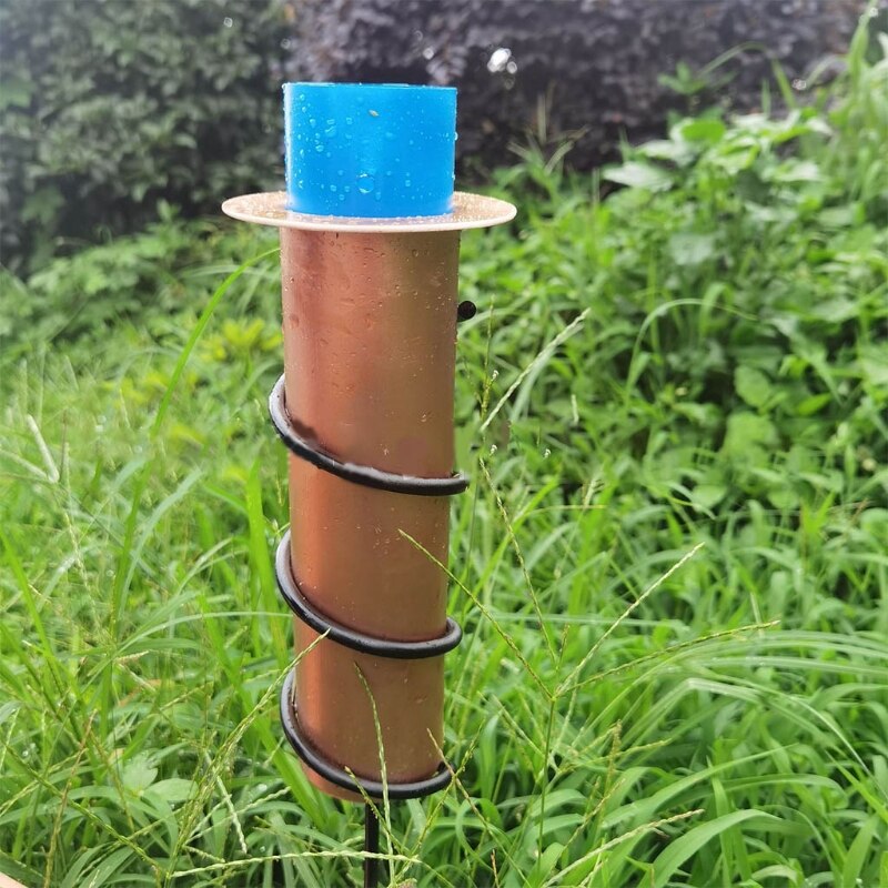 E15A Copper Rain Gauge Garden Water Meter, Floating Rain Gauge Garden &amp; Landscape-Pluviometer Float Measure Vertical Fence